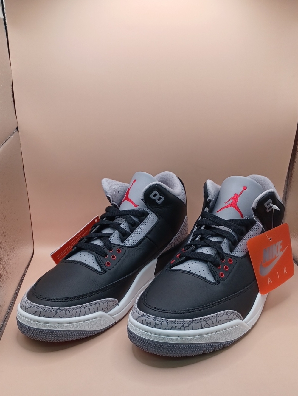 Nike Air Jordan 3 Retro Sneaker-Black/Cement/Red Men Size 9.5 US DN3707-010